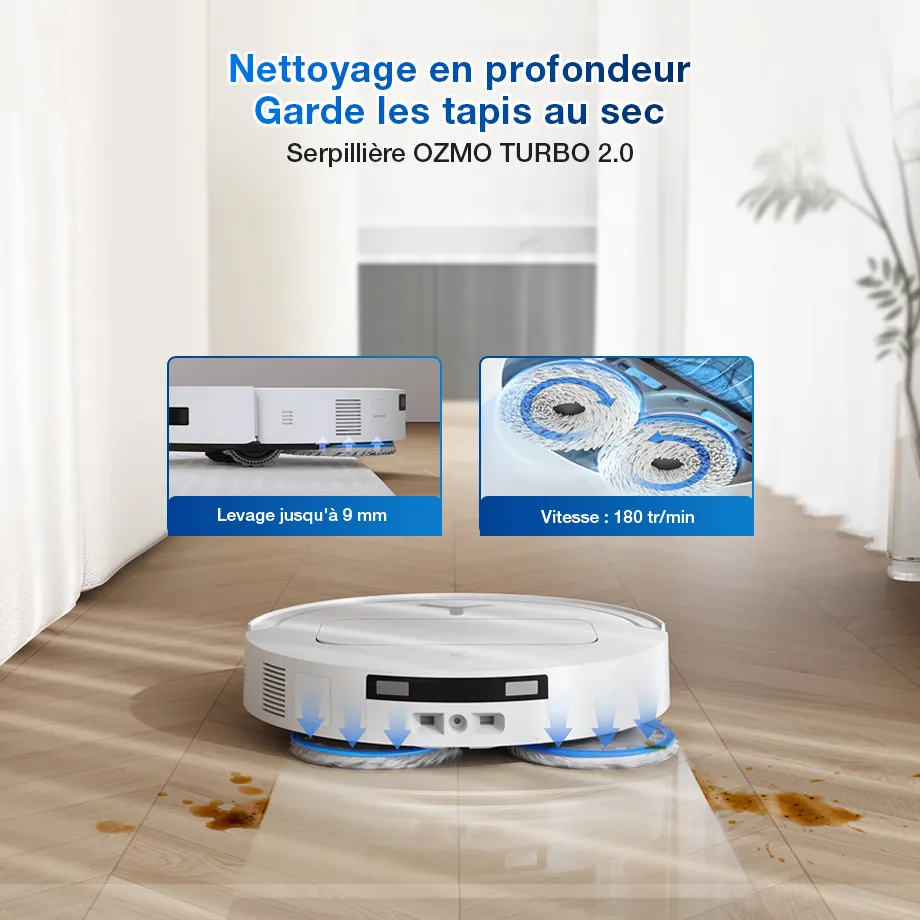 DEEBOT T50 PRO OMNI Gen2 Aspirateur Robot Laveur Blanc LiDAR (Puissant, IA, Ultra-Fin) – Image 8