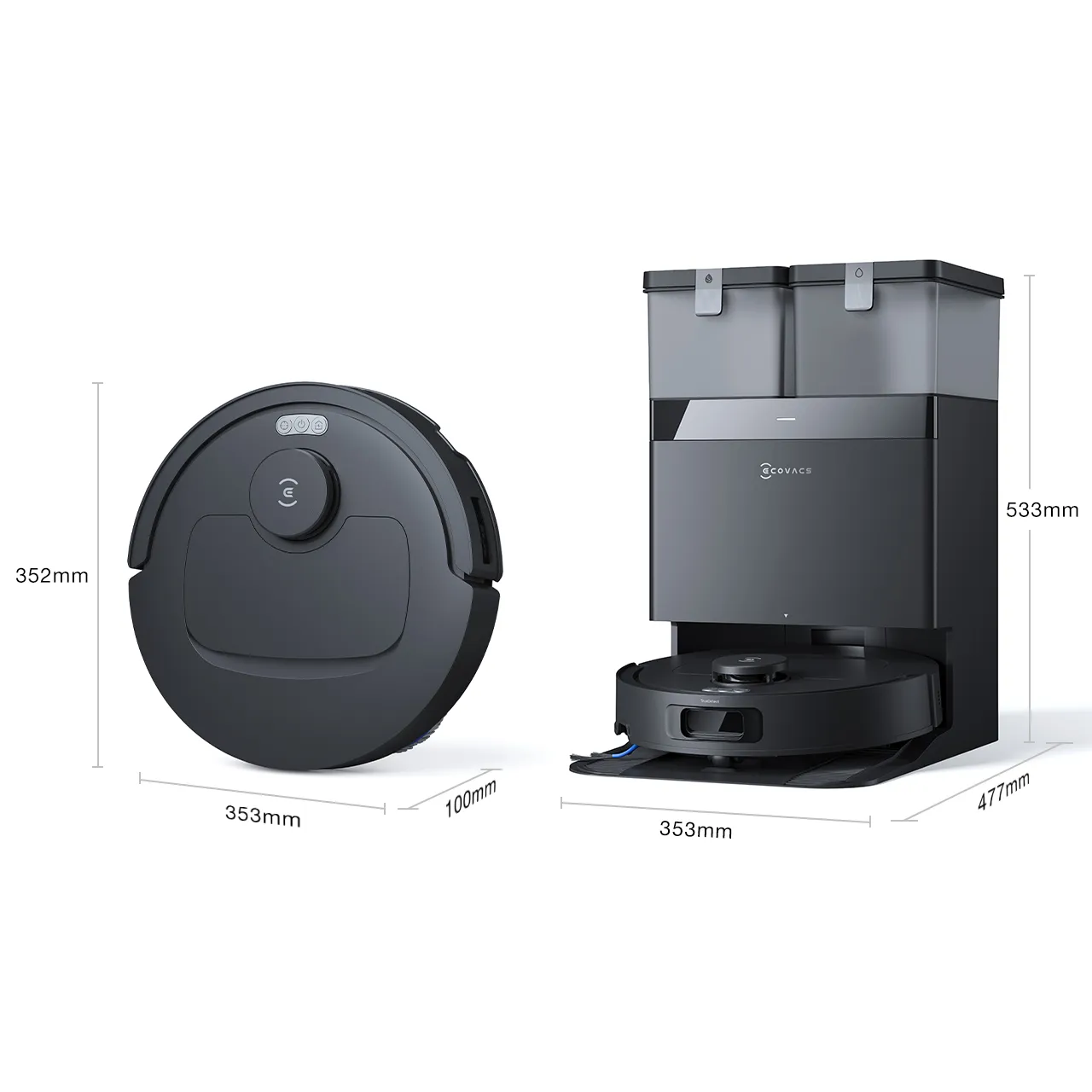 DEEBOT T30C Aspirateur Robot Laveur Noir à Vidage Auto (Puissant, Tapis, Animaux) – Image 2