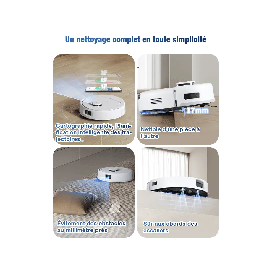 DEEBOT mini Aspirateur Robot Laveur Bleu à Vidage Auto (LiDAR, Compact, Puissant) – Image 5