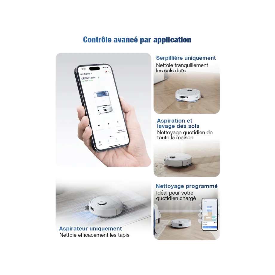 DEEBOT mini Aspirateur Robot Laveur Bleu à Vidage Auto (LiDAR, Compact, Puissant) – Image 3