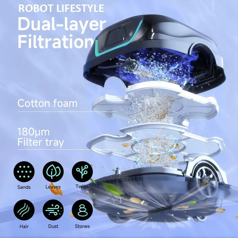 Robot De Piscine Aspirateur Sans Fil Automatique Nettoyeur De Fond Minuterie 120 – Image 4